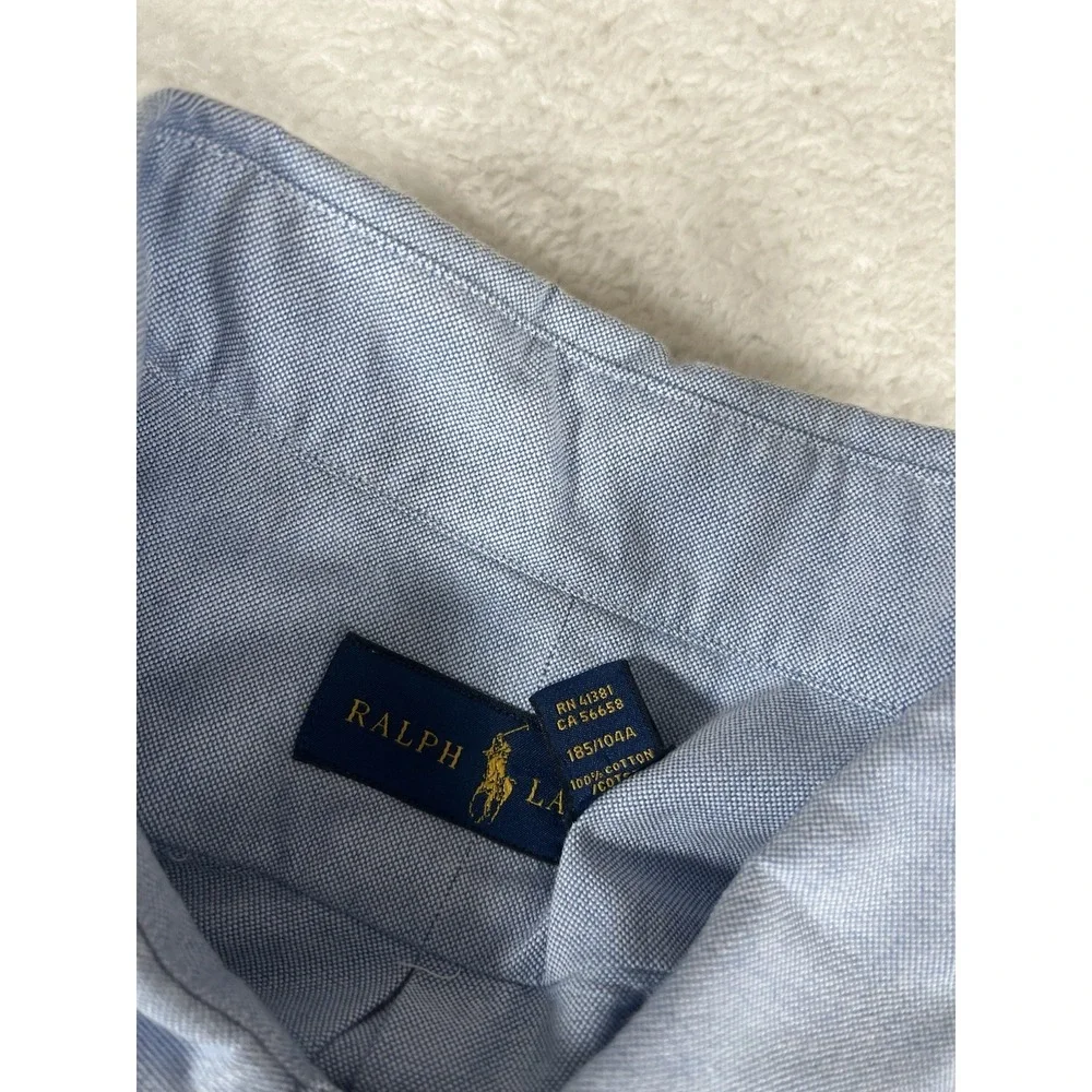 Polo Ralph Lauren Blue Oxford Cotton‎ L/S Btn Dwn Shirt W Flesh Pony Men's XL